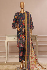 Bin Saeed Stitched 3 Piece Exclusive Emb Lawn Vol-03 Collection-WC-1706-Blue